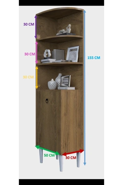 mokaparkavm Eylül Köşe Dolap Dekoratif Şık Çok Amaçlı - 4