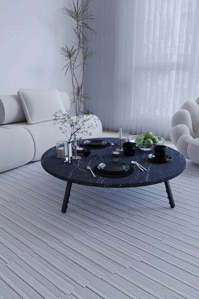 mokaparkavm Mega Kozalak Katlanabilir Ayaklı Yer Sofrası Yemek Masası Mutfak Masası Balkon Masası103 Cm - Resim 3