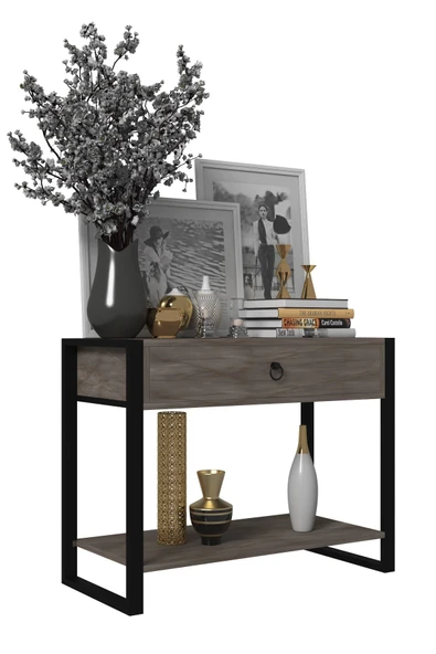 mokaparkavm Nergis Dekoratif Dresuar Metal Ayaklı Tek Çekmece Antre&hol Dreso - 3