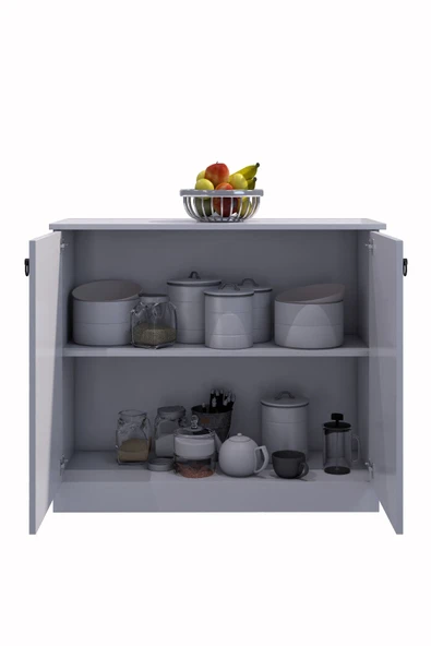 mokaparkavm Mutfak Masası Ada Şeklinde Bar Masa Ile Birlikte Beyaz Ahşap Ceviz Renk Azure 565656 - Resim 2