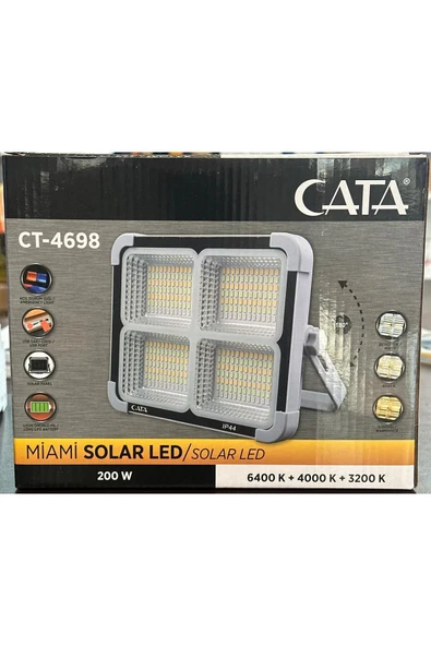 Cata  Ct-4698 Miami Solar Led Projektör (YENİ SOLAR PANEL VE PİL ÖMRÜ GÜÇLENDİRİLMİŞ) - 3