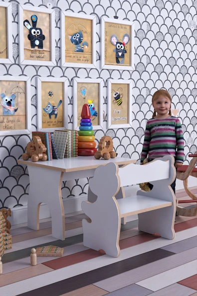 mokaparkavm Mokapark Çocuk Aktivite Masası Sandalyesi Çocuk Oyun Masa Takımı Childiren1223