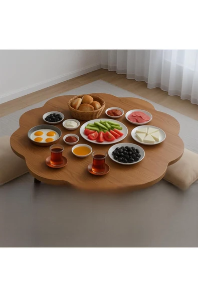 mokaparkavm Yaprak Form Katlanabilir Yer Piknik Ve Kahvaltı Sofrası Sahil Kamp Sofrası Dekoratif Şık Modern