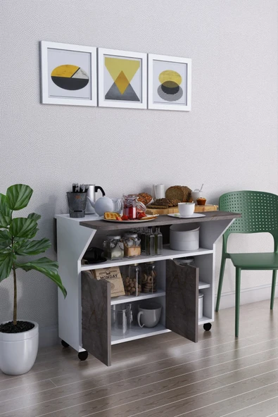 mokaparkavm Kelebek Masa Yemek Masası 2 Kapaklı Mutfak Masası - 3