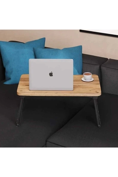 DELİOĞLU MOBİLYA Dellaks Laptop Sehpası Seyyar Kahvaltı Masası Katlanır Çalışma Sehpası Atlantik Çam - 3