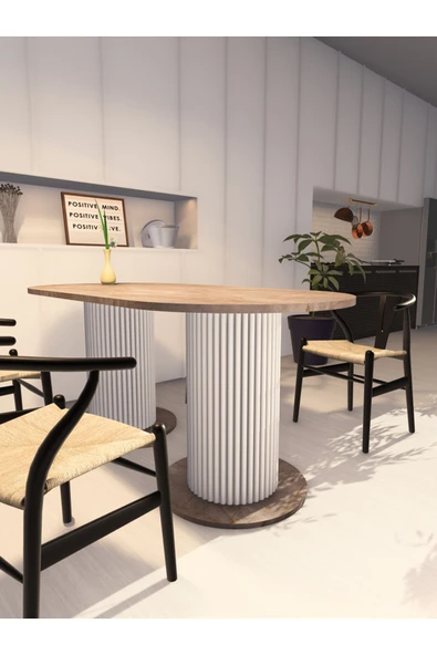 mokaparkavm Yemek Masası Oval Dekoratif Ahşap Ayaklı Gri Mutfak Masası