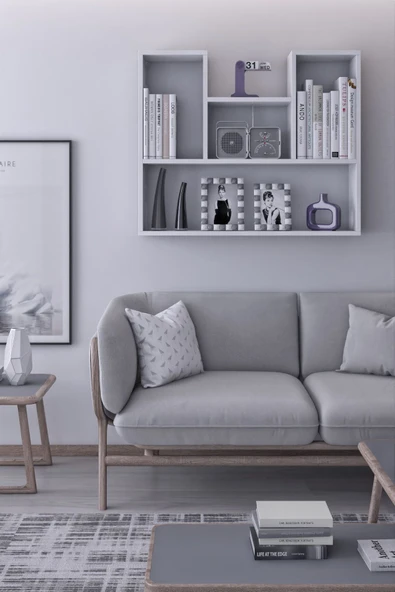 mokaparkavm Dekoratif Duvar Rafı Salon Banyo Balkon Mutfak Kitaplık Çok Amaçlı Raf Dekorraf - 4