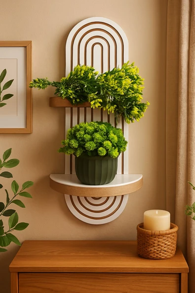 mokaparkavm Arya dekoratif duvar rafı balkon dekor rafı mdf beyaz 70*20  cm - 4