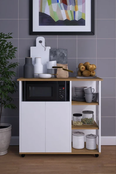 mokaparkavm 2 Kapaklı Çok Amaçlı Şık Mikro Dalga Fırın Dolabı - 2