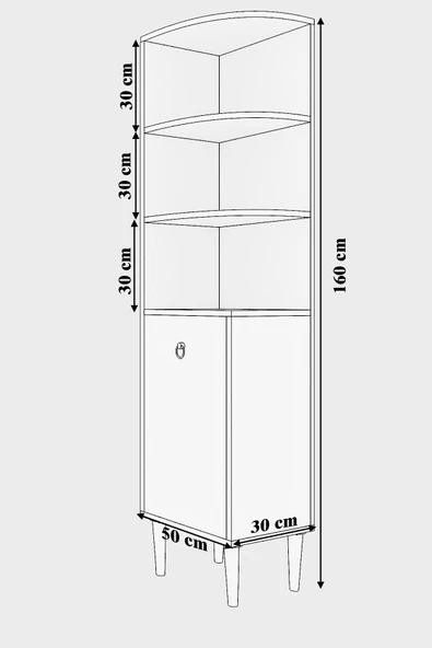 mokaparkavm Dekoratif Köşe Rafı, Çok Amaçlı Raf, Salon Rafı Lukas - 4