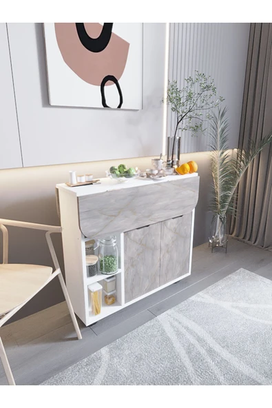 mokaparkavm Yemek Masası Dikdörtgen Açılır Kapanır Kullanışlı Şık Mutfak Masası - Resim 4