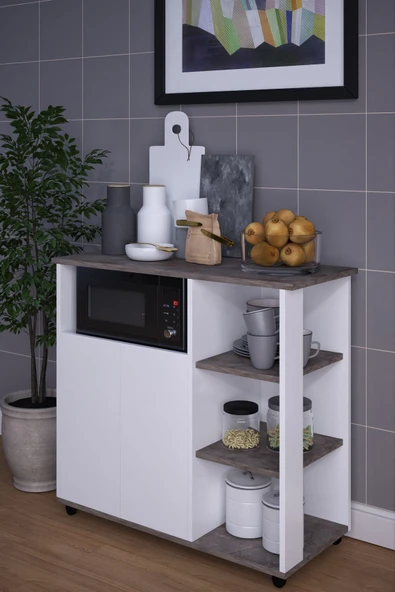 mokaparkavm Mikro Dalga Fırın Dolabı 2 Kapaklı Çok Amaçlı Dolap - 2