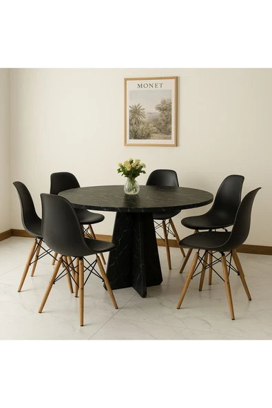 mokaparkavm Barberon yuvarlak modern dekoratif yemek masası mutfak masası - 2