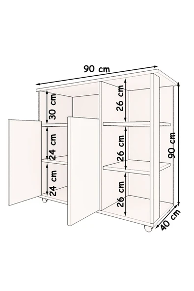 mokaparkavm 2 Kapaklı Çok Amaçlı Şık Mikro Dalga Fırın Dolabı Ceviz - 5