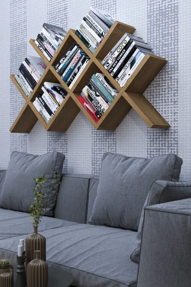 mokaparkavm Karanfil Kitaplık Bölmeli Raflı Dekoratif Kitaplık - 4