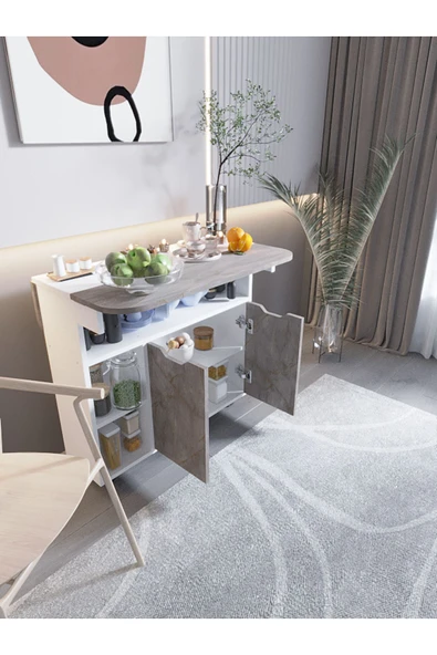 mokaparkavm Yemek Masası Dikdörtgen Açılır Kapanır Kullanışlı Şık Mutfak Masası - Resim 3