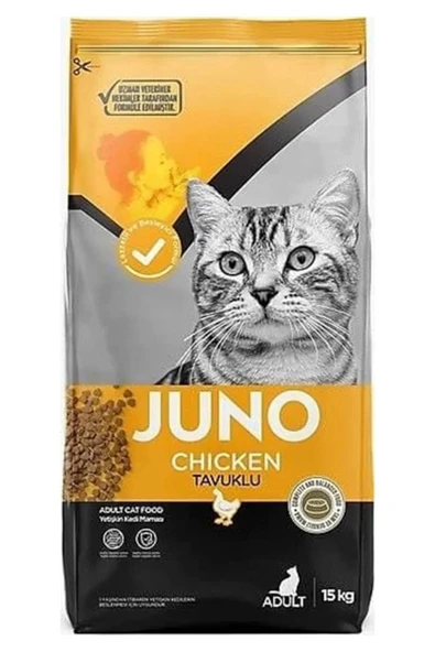 JUNO Tavuklu sebzeli Yetişkin Kedi Maması 15 Kg