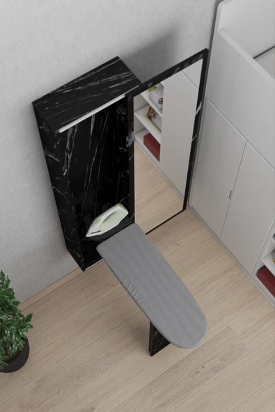 mokaparkavm Dolaplı Çok Amaçlı Katlanır Ütü Masası Aynalı Ütü Masası Dolabı - 3