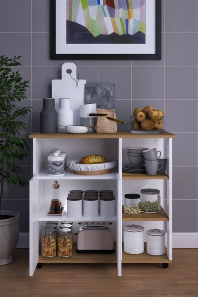 mokaparkavm 2 Kapaklı Çok Amaçlı Şık Mikro Dalga Fırın Dolabı - 4