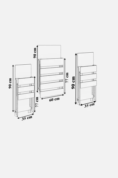 mokaparkavm Mokapark Katlanır Raylı Mutfak Balkon Masa Dekoratif Çift Tabure Ayaklı Duvara Monte Alya - 6