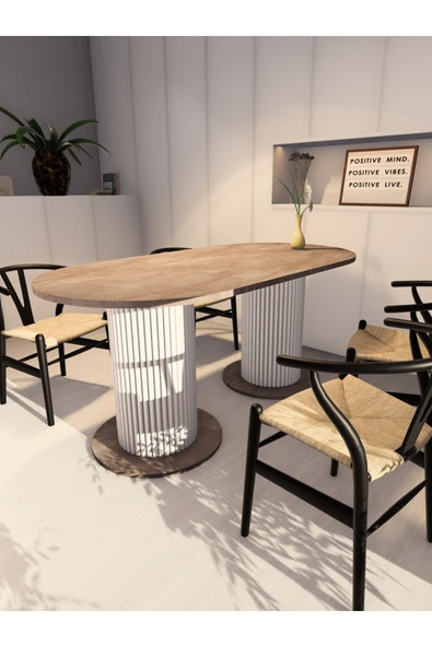 mokaparkavm YEMEK MASASI MUTFAK MASASI OVAL DEKOARATİF KATLANBİLİR