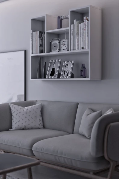 mokaparkavm Dekoratif Duvar Rafı Salon Banyo Balkon Mutfak Kitaplık Çok Amaçlı Raf Dekorraf