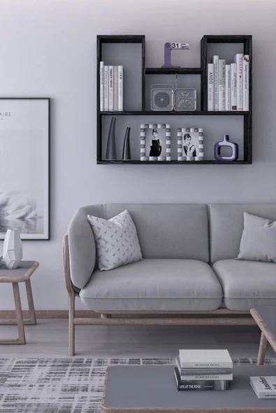 mokaparkavm Dekoratif Duvar Rafı Salon Banyo Balkon Mutfak Kitaplık Çok Amaçlı Raf Dekorraf - 4