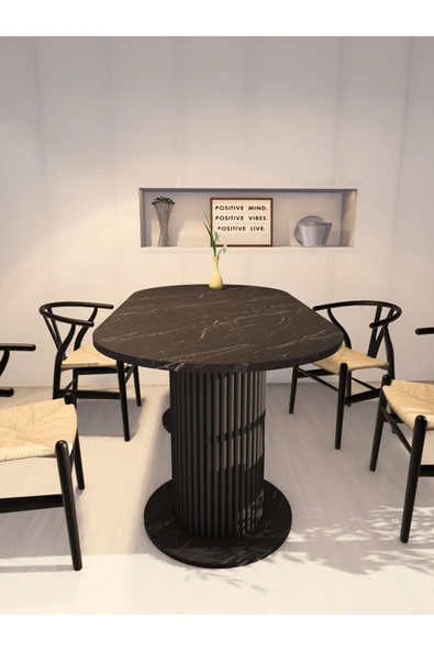 mokaparkavm YEMEK MASASI MUTFAK MASASI OVAL DEKORATİF ŞIK AYAKLI - 3