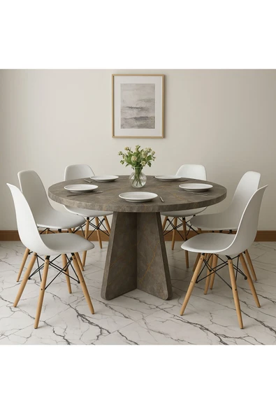 mokaparkavm Barberon yuvarlak modern dekoratif yemek masası mutfak masası - 2