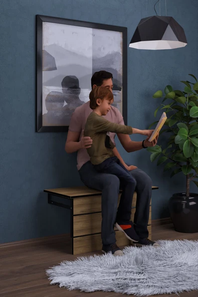 mokaparkavm Duvara Monte Katlanır Ahşap Çok Amaçlı Pratik Tabure - 2