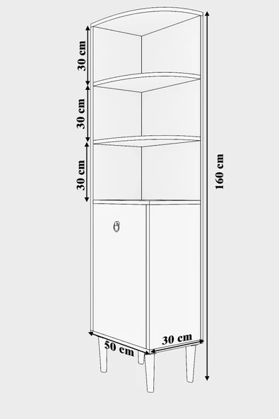 mokaparkavm Dekoratif Köşe Rafı, Çok Amaçlı Raf, Salon Rafı Lukas - 4