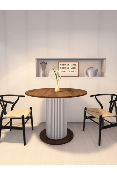 mokaparkavm ANTORYUM YUVARLAK YEMEK MASASI MUTFAK MASASI 90 CM - Resim 2