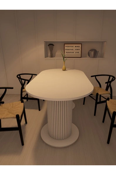 mokaparkavm YEMEK MASASI MUTFAK MASASI OVL DEKORATİF ŞIK AYAKLI - 4