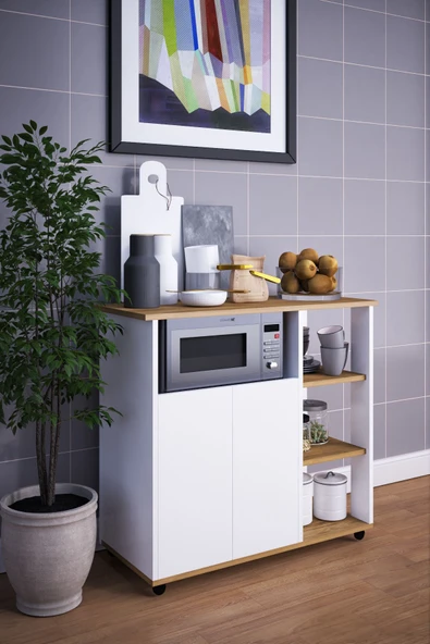 mokaparkavm 2 Kapaklı Çok Amaçlı Şık Mikro Dalga Fırın Dolabı - 3