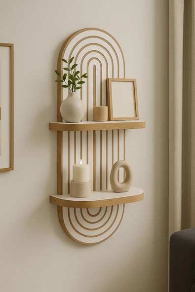 mokaparkavm Arya dekoratif duvar rafı balkon dekor rafı mdf beyaz 70*20  cm