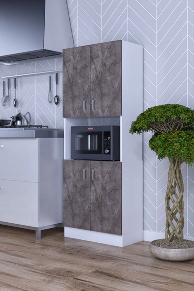 mokaparkavm Çok Amaçlı Dolap Kapaklı Bölmeli Mutfak Balkon Banyo Dolap Roma1001 - 2