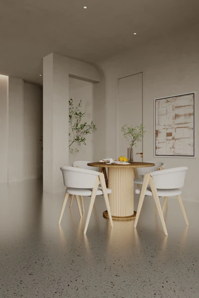 mokaparkavm Antoryum Yuvarlak Şık Ayaklı Ceviz Mutfak Yemek Masası Balkon Salon Masa - 4