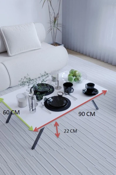 mokaparkavm Toprak Katlanabilir Ayaklı Dikdörtgen Gri Şık Yer Sofrası - 4