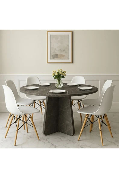 mokaparkavm Barberon yuvarlak modern dekoratif yemek masası mutfak masası - 4