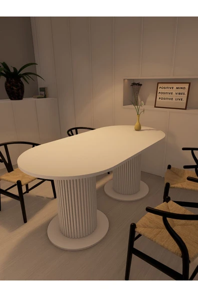 mokaparkavm YEMEK MASASI MUTFAK MASASI OVL DEKORATİF ŞIK AYAKLI - 3