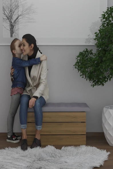 mokaparkavm Duvara Monte Katlanabilir Minderli Puf Tabure Çok Amaçlı Tabure Miya - 2