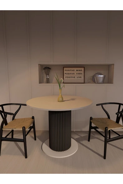 mokaparkavm Yuvarlak Siyah Şık Ayaklı Mutfak Yemek Masası 103 - 3