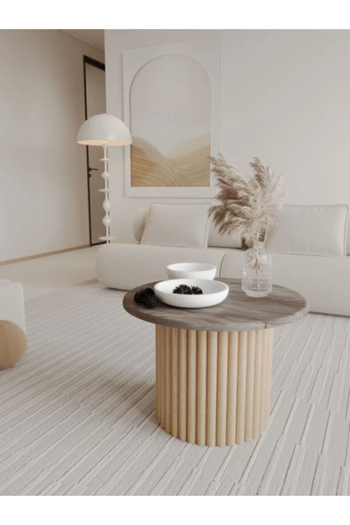 mokaparkavm Yuvarlak Ahşap Ayaklı Orta Sehpa Salon Sehpası Zigon Sehpa
