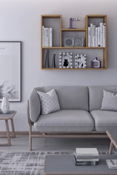 mokaparkavm Lale Dekoratif Duvar Rafı Salon Banyo Balkon Mutfak Kitaplık Çok Amaçlı Raf Dekorraf - 3