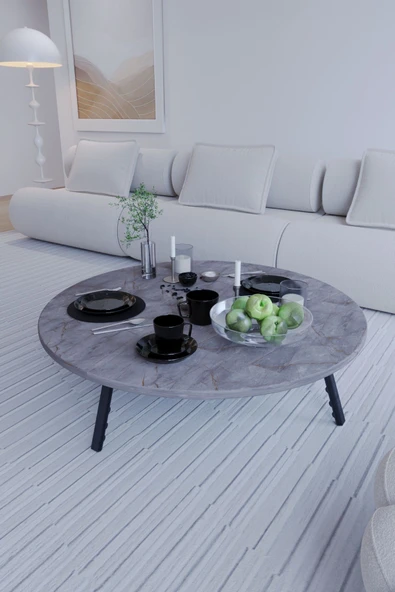 mokaparkavm Mega Kozalak Yuvarlak Katlanabilir Ayaklı Yer Sofrası Mutfak Masası - 3