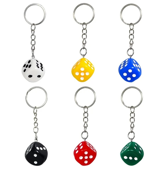 Zar Anahtarlık 1 Adet Araba Çanta Süs Anahtarlık - Mavi - 6