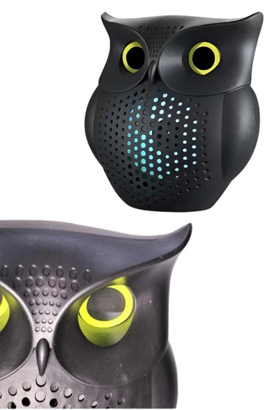 Bluetooth Hoparlör TWS Kablosuz RGB Işıklı Dekoratif Taşınabilir Baykuş - 4