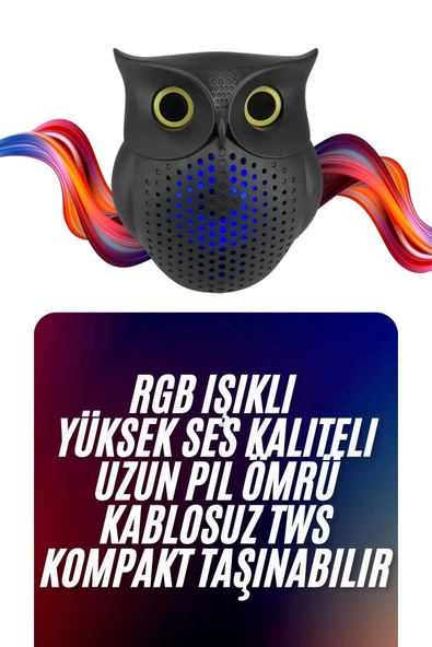 Baykuş Tasarımlı Mini Bluetooth Speaker Yüksek Ses Kaliteli Taşınabilir - 2