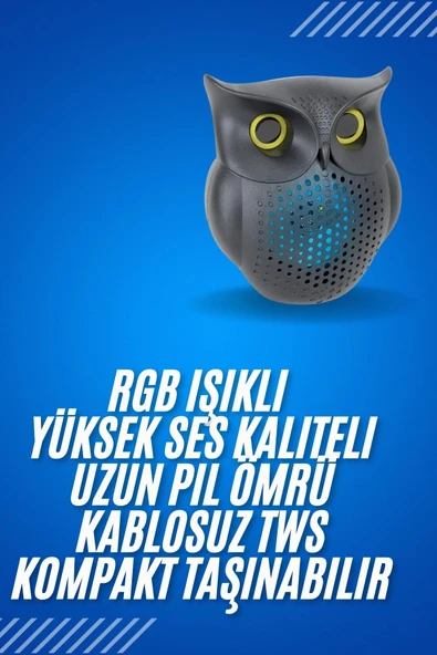 Siyah Bluetooth Hoporlör Baykuş Speaker Bluetooth 5.0 Bağlantılı - 2