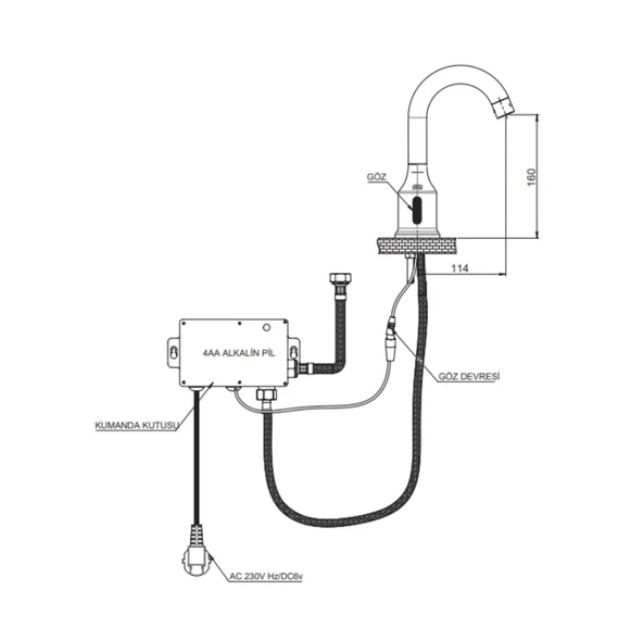 GPD Fotoselli Yüksek Lavabo Bataryası 160 Krom (Tek Su Girişli) - 4
